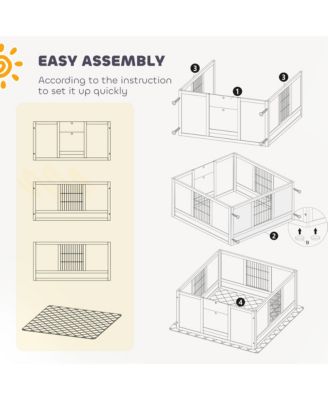 Whelping Box for Dogs w/ Pee Pad for Large Dogs, 49" x 47" x 19"