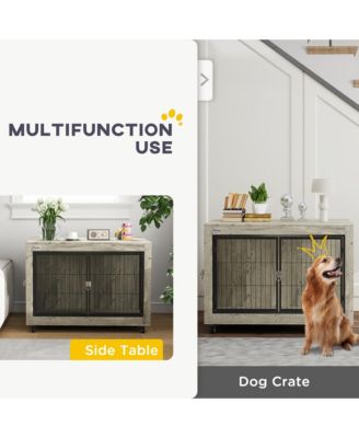 39" Dog Crate Furniture on Wheels, for Large Dogs,