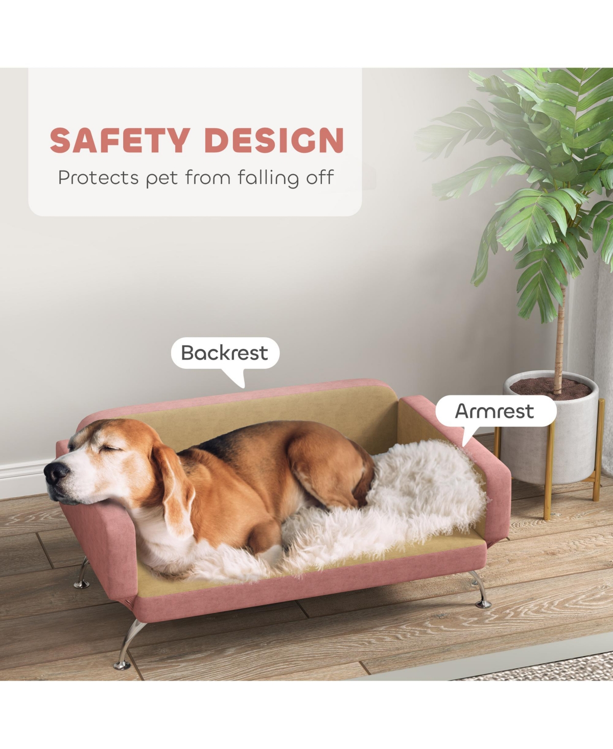 PawHut Dog Sofa w/ Adjustable Armrest & Backrest for Small to Large Dogs