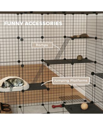 4-Tier Large Cat Cage, 55" DIY Cat Playpen with Platforms,