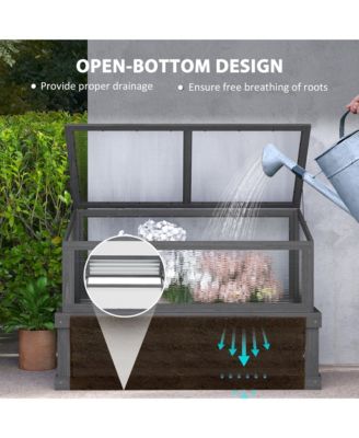 Raised Garden Bed with Wooden Cold Frame, 41" x 22.5" x 28.25"