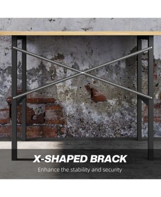 46"L x 28"W Wooden Work Table with X-Shape Bracket for Stability