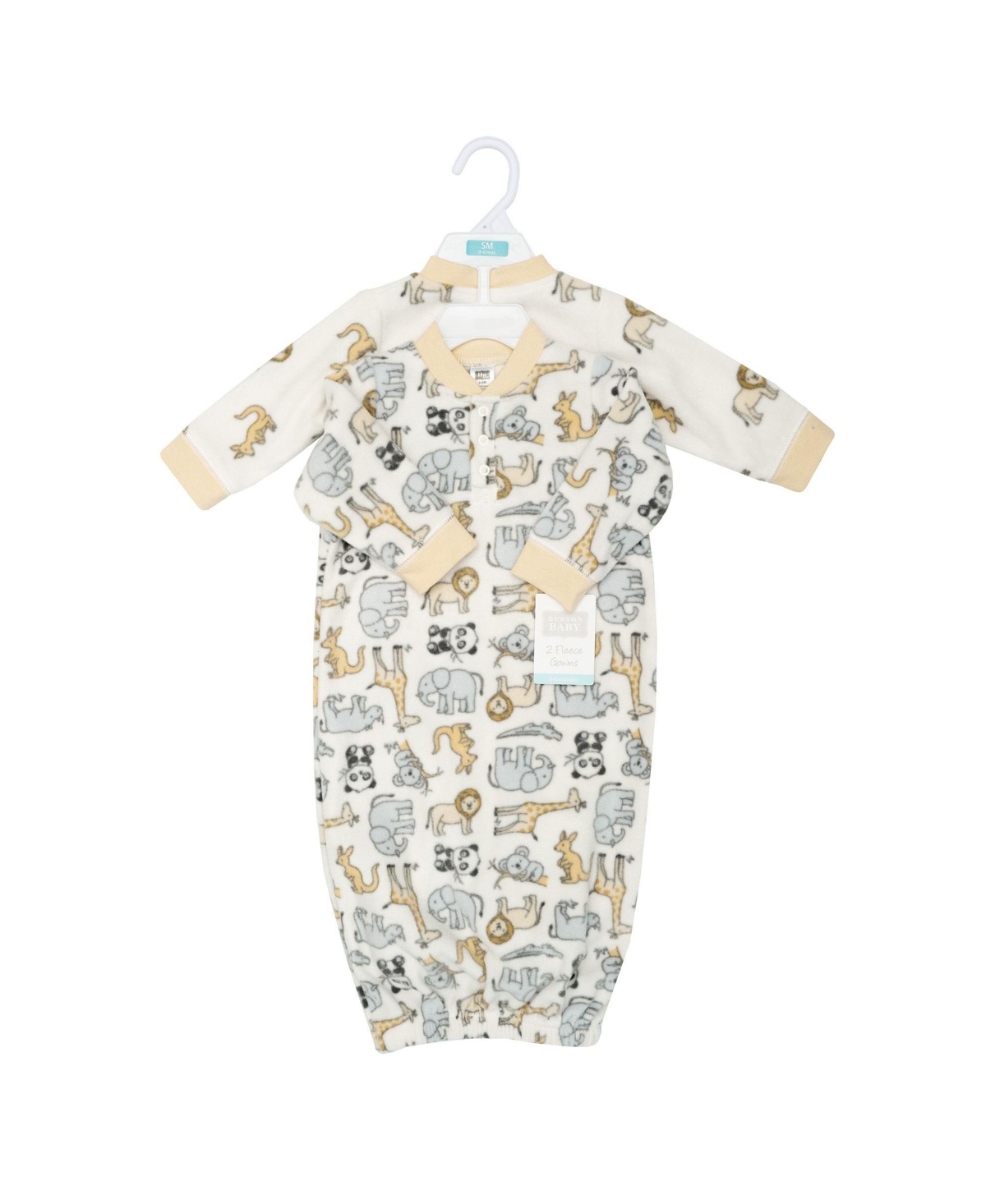 Hudson Baby Baby Boys Hudson Fleece Gowns, Kangaroo Neutral, 0-6 Months