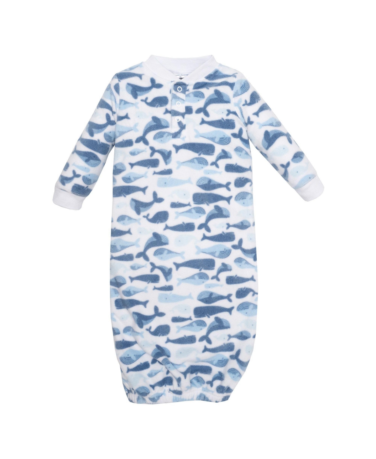 Hudson Baby Baby Boys Hudson Fleece Gowns, Cute Whales, 0-6 Months