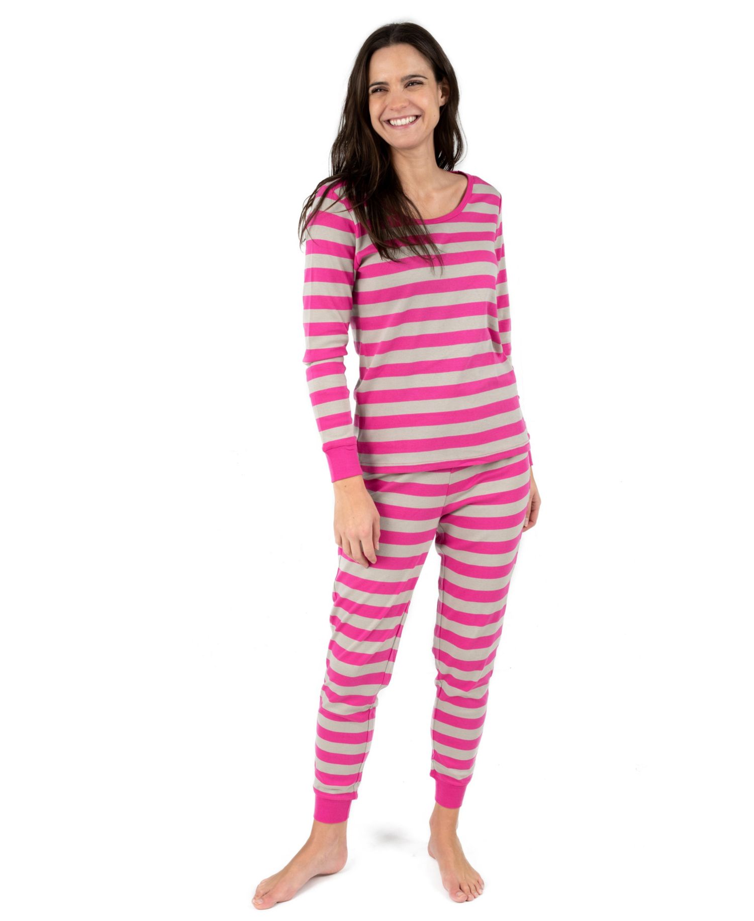 Women's Two Piece Cotton Striped Holiday Pajamas