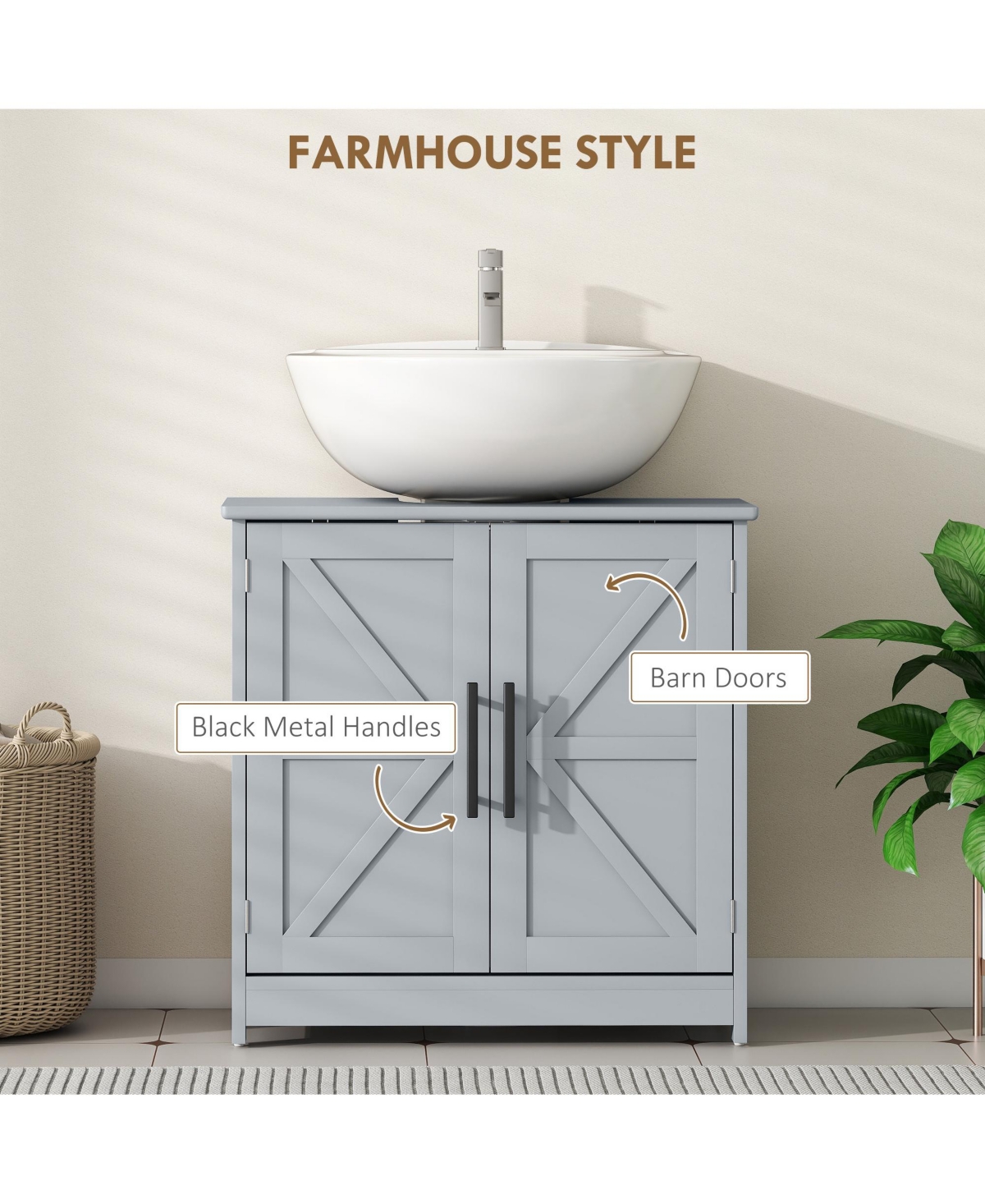 Homcom Pedestal Sink Storage Cabinet, Bathroom Sink Cabinet, Light