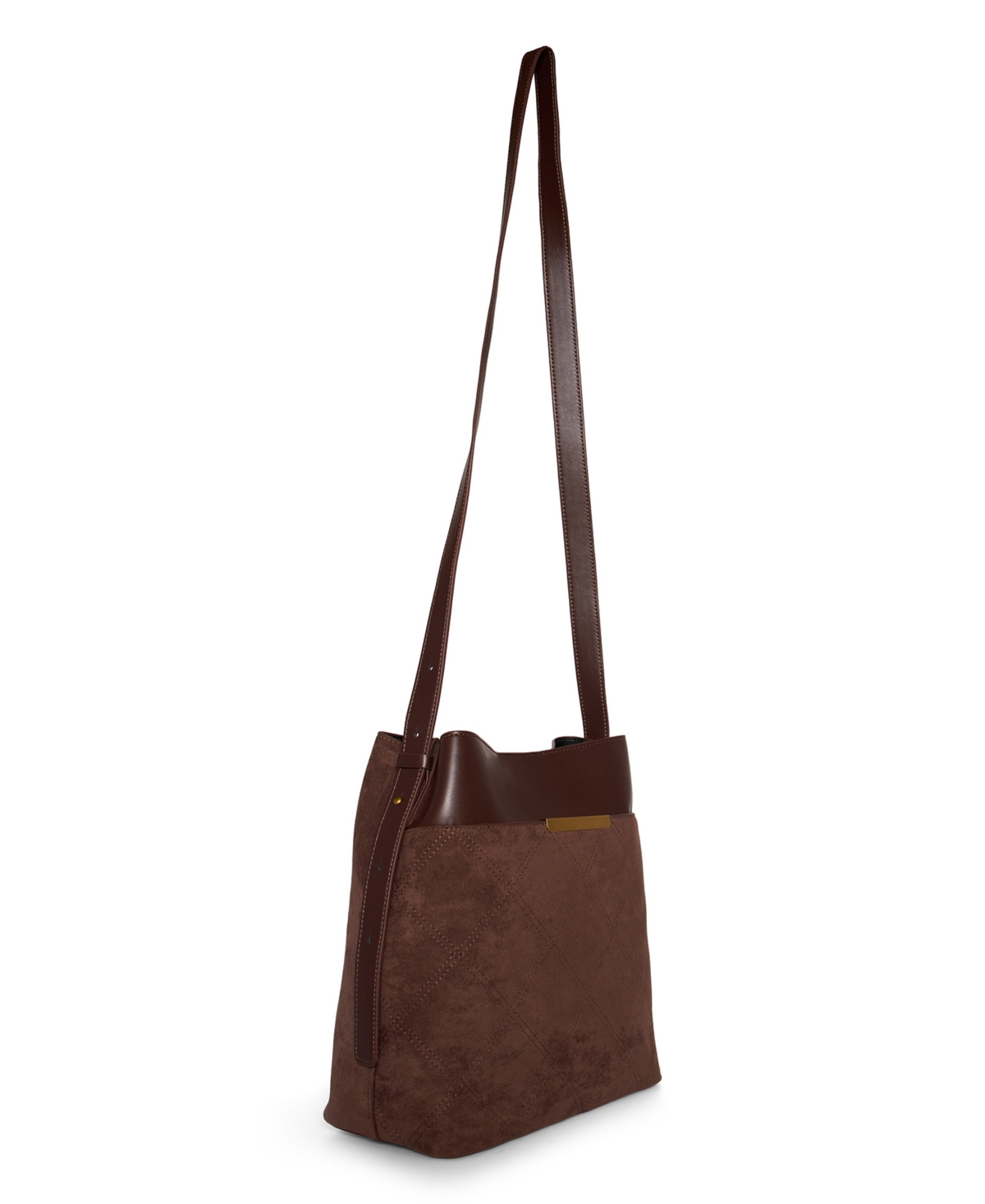 Like Dreams Midnight Quilted Suede Small Tote Bag In Brown