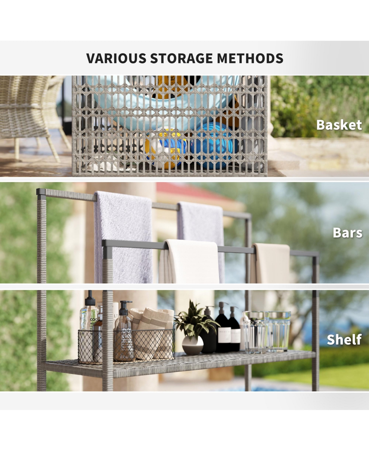 Outsunny Rat Pool Float Storage Organizer, Pool Float Holder with Shelf