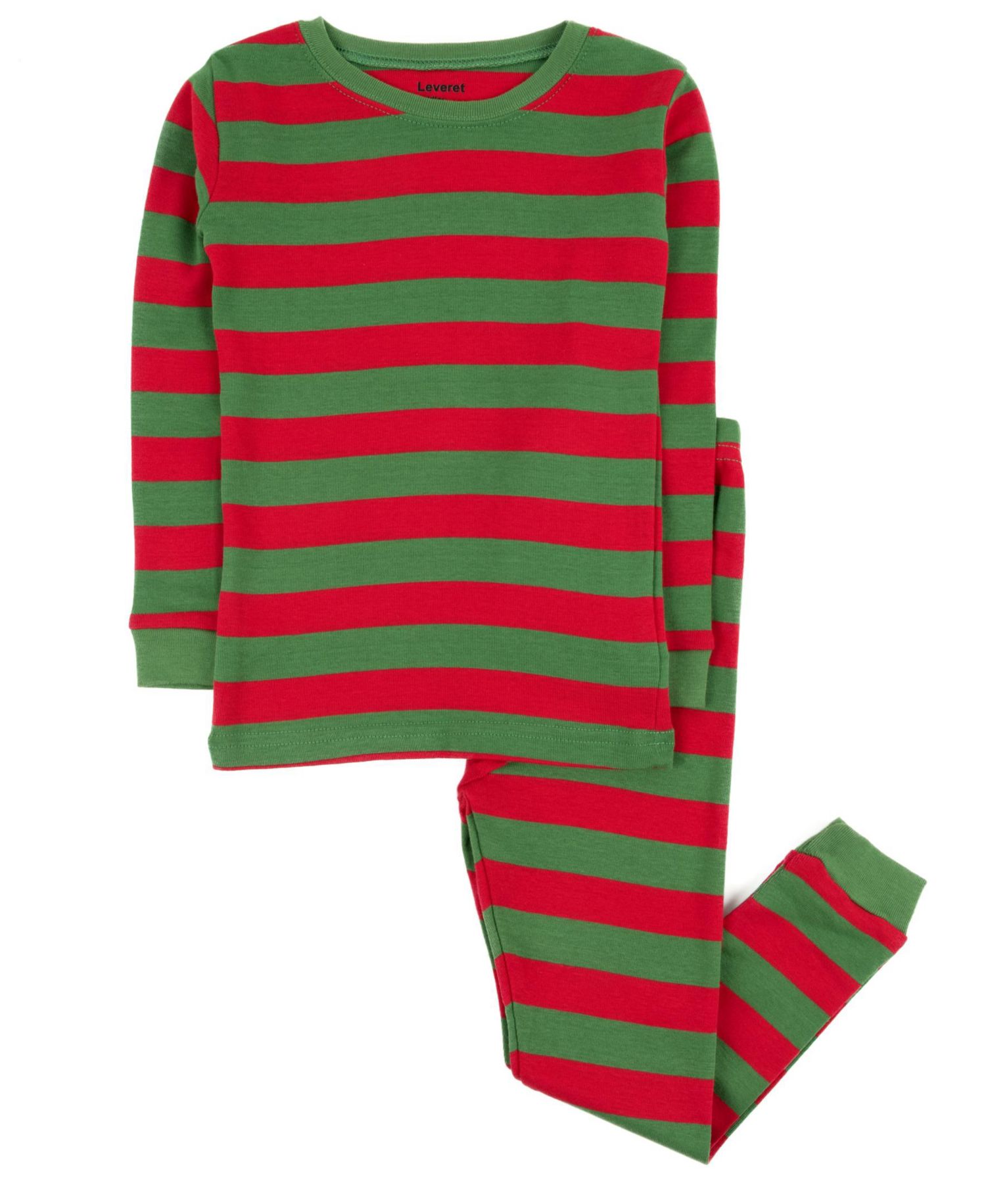 Kids Two Piece Cotton Striped Holiday Pajamas
