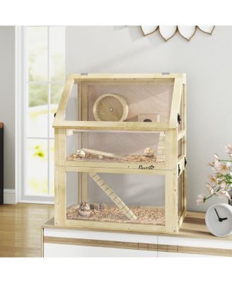 3 Tiers Wooden Hamster Cage w/ Detachable Bottom, 24" x 16" x 29.5"