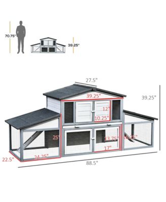 Large Rabbit Hutch, Outdoor Wooden Guinea Pig Cage,