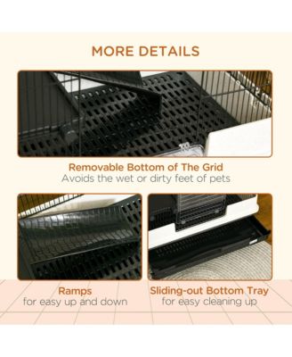 Small Animal Cage with Wheels, Portable Bunny Cage 2-Tier