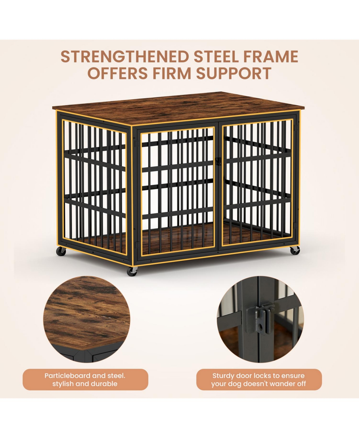 Airsurfer Dog Crate Wrought Iron Frame Door with Side Openings
