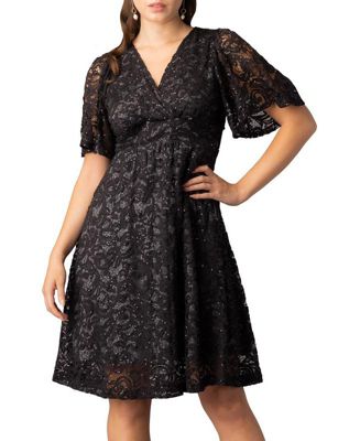 Women's Starry Sequin Lace V-Neck Cocktail Dress with Pockets