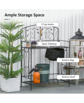 Garden Work Bench with Multi-Layer Open Shelf Design