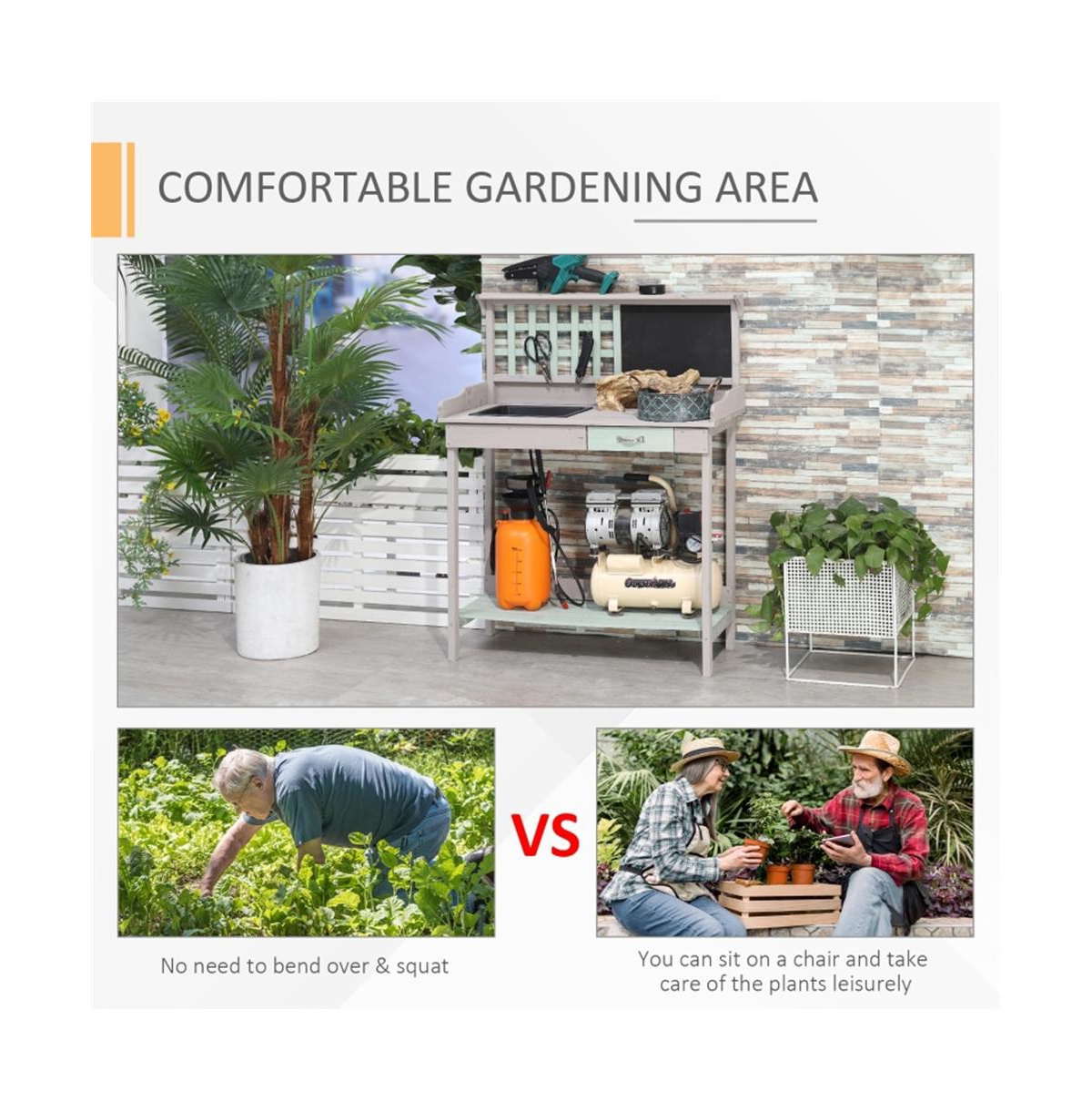 Garden Potting Table with Open Shelves for Easy Access