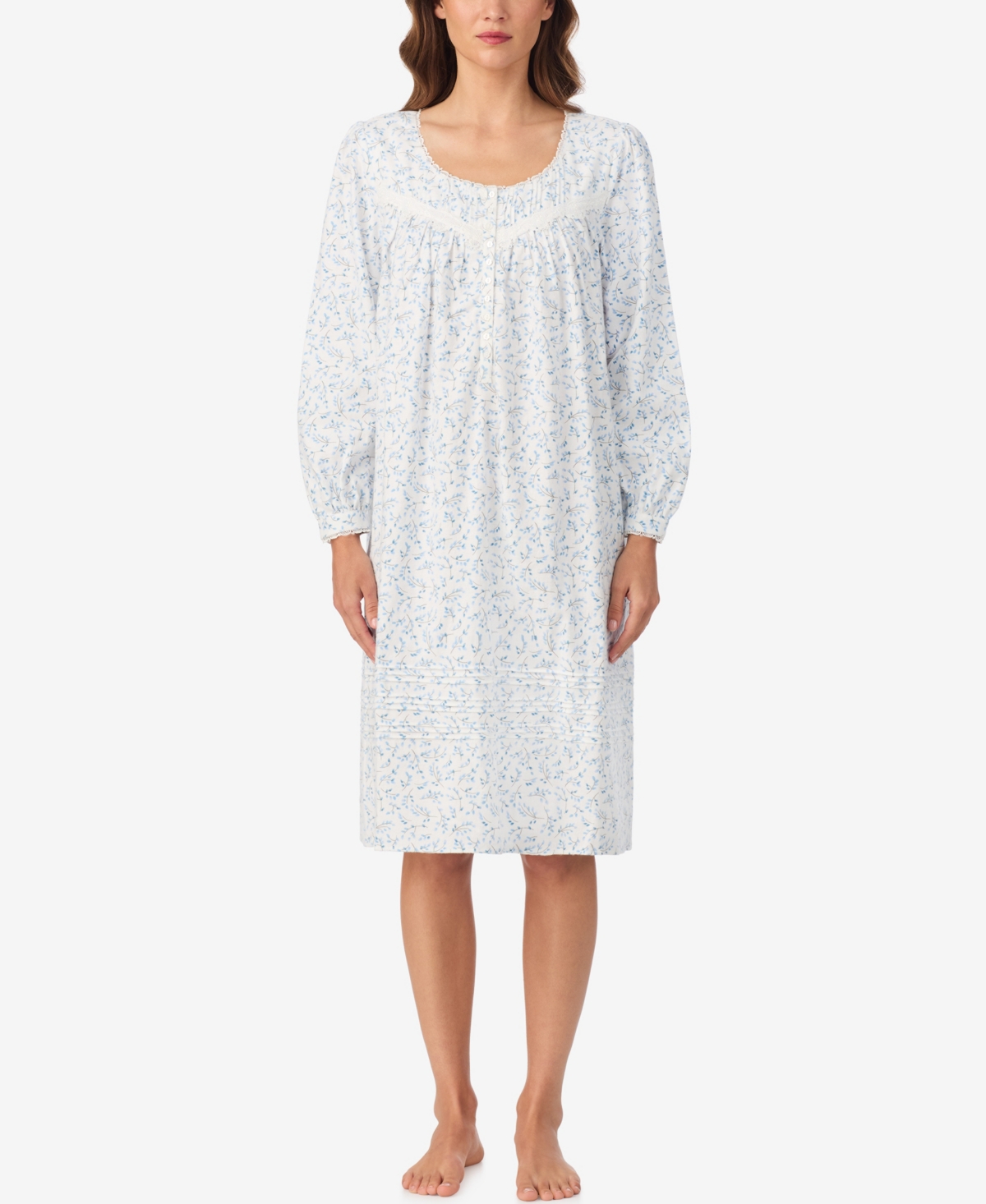 Eileen West Women's Long Sleeve Waltz Nightgown In White