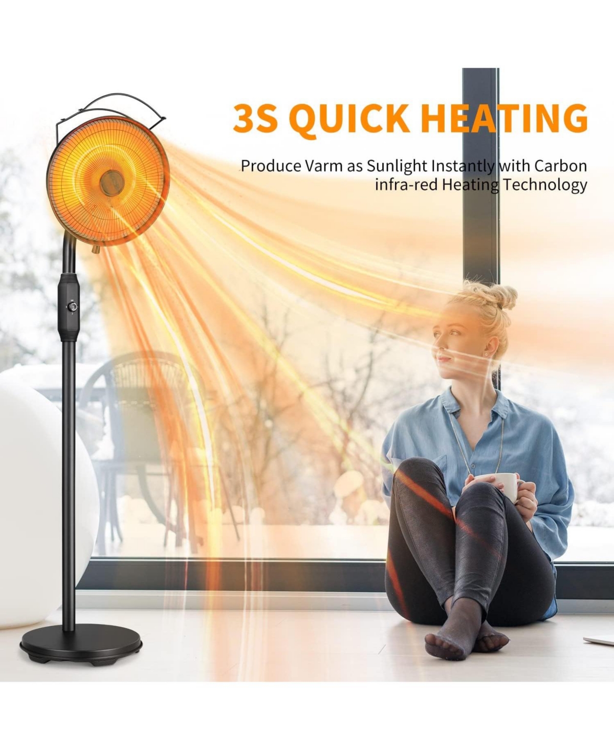 Cowsar Infrared Electric Patio Heater – Quiet, Energy Efficient, Fast Heating, Weatherproof