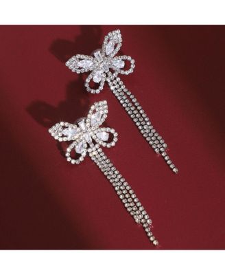 Women's The Bijou-Papillon Drop Earrings - Crystal Silver