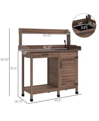 Outdoor Garden Workbench with Storage Shelves.