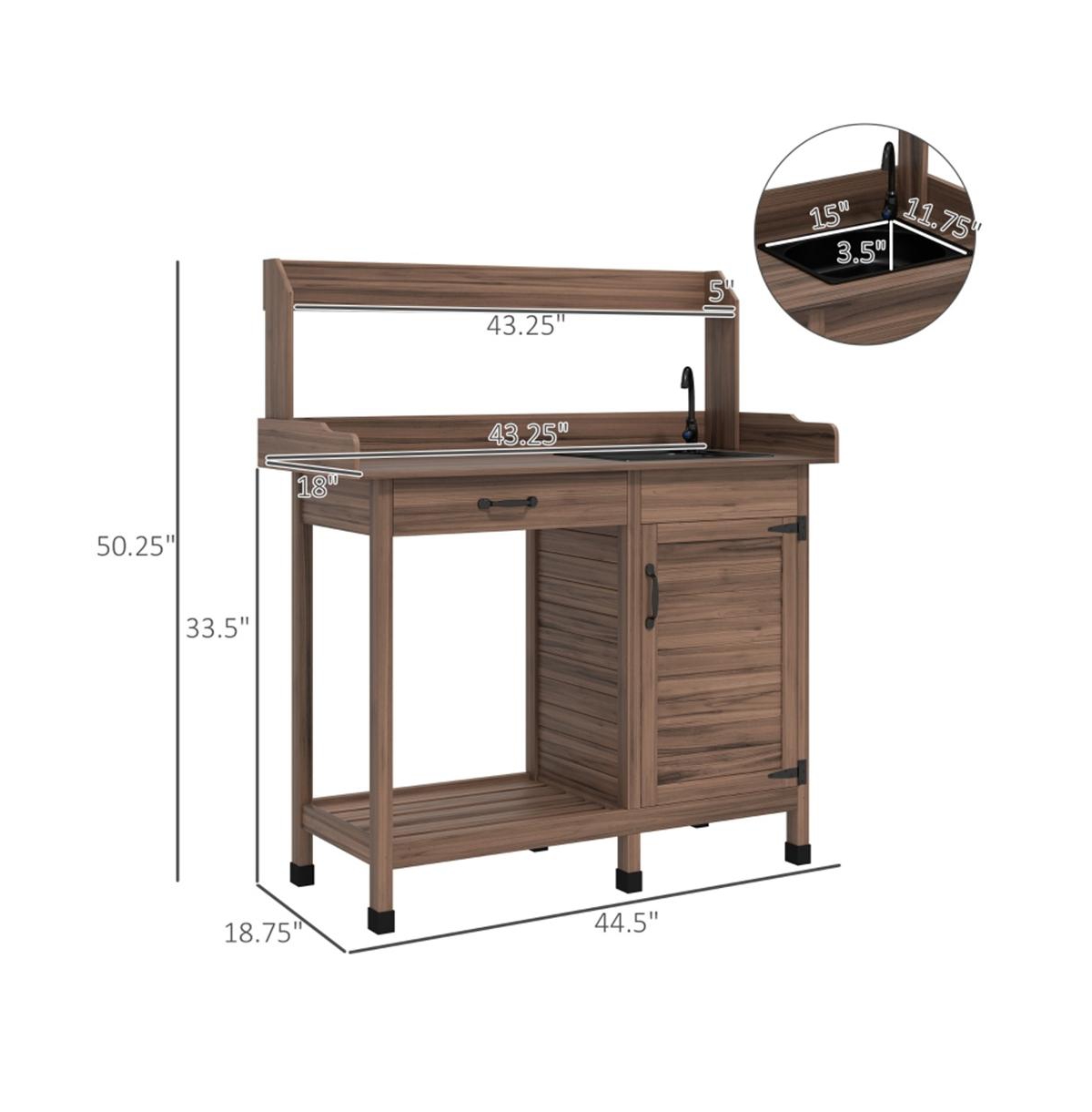 Outdoor Garden Workbench with Storage Shelves