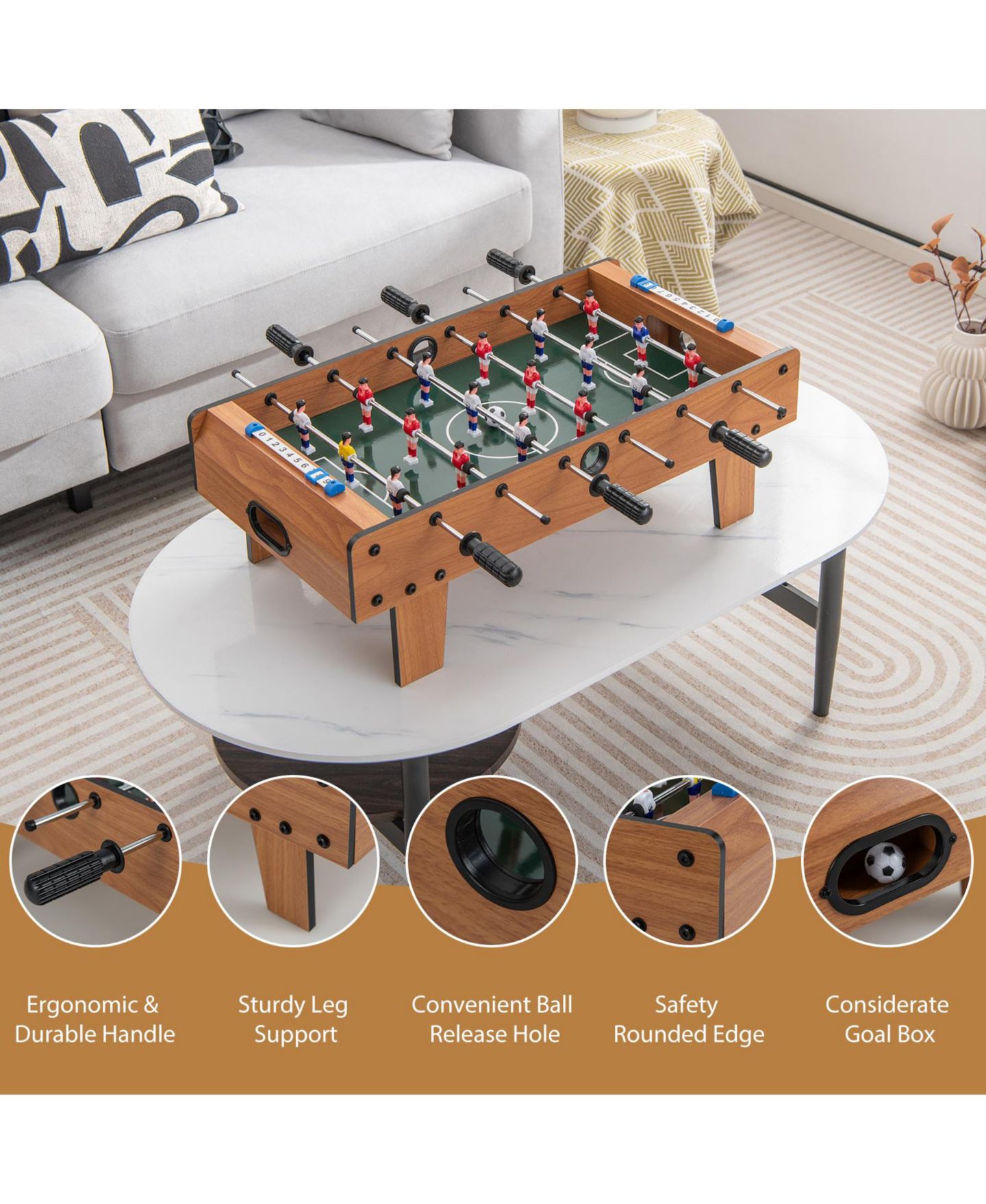 Детская игрушка SUGIFT 27-Inch Tabletop Foosball Table, Includes 20 Game Pieces, Ages 14+, цвет: Коричневый — фото 7