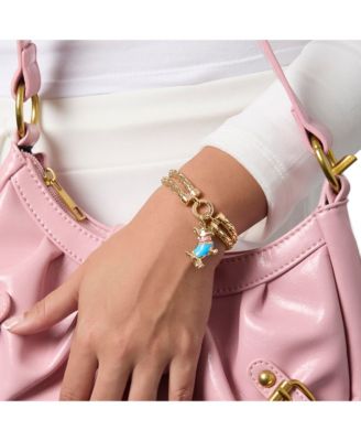 Double Chain Bracelet with Blue Dog Charm