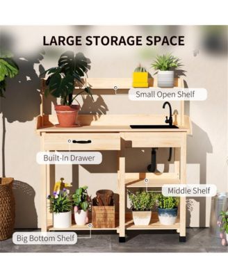 Sturdy Garden Work Bench with Open Shelves for Tools and Plants
