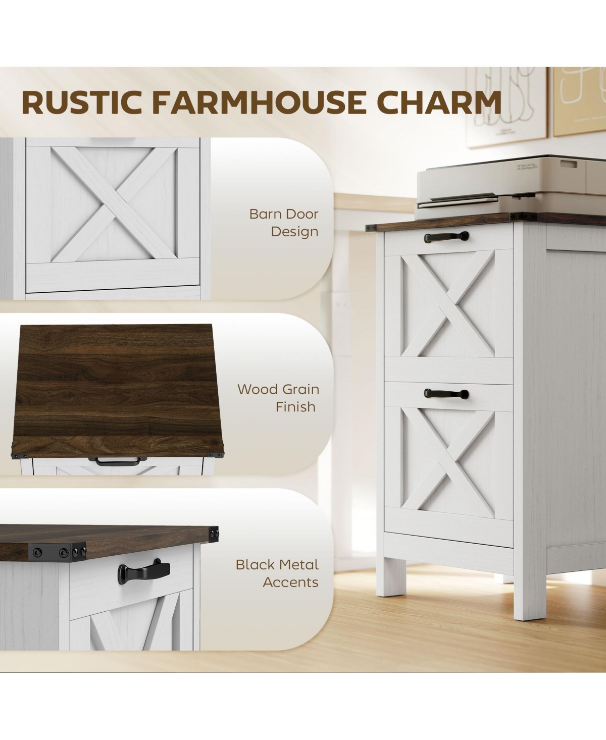 Homcom Vertical File Cabinet with 2 Drawers for A4 Letter Size, Light