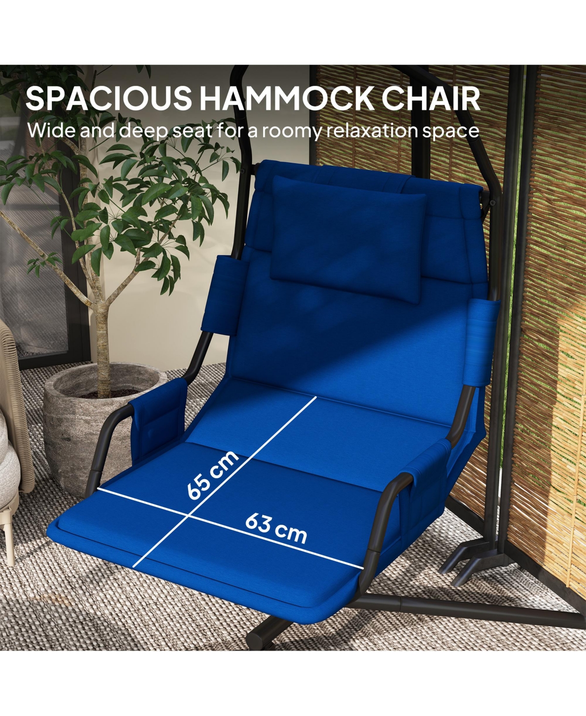 Outsunny Hanging Hammock Swing Chair with Pa Coating Cushion, Dark