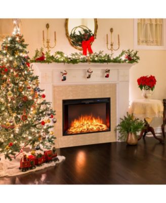 26 Inch Recessed Electric Fireplace with Adjustable Flame Brightness