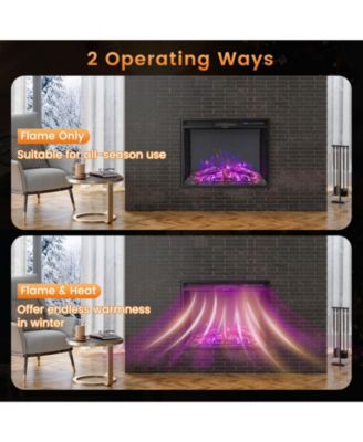 26 Inch Recessed Electric Fireplace with Adjustable Flame Brightness