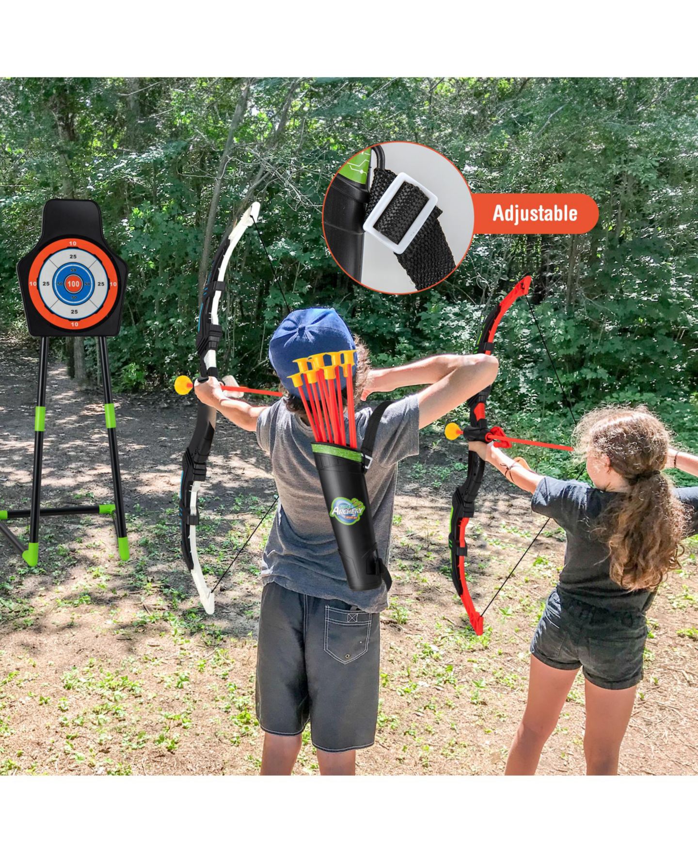 Детские игрушки SUGIFT Youth Archery Bow Set with 2 LED Light-Up Suction-Cup Bows, 20 Arrows, Ages 6+, цвет: Зелёный — фото 4