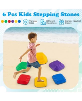 6 Pieces Kids Stepping Stone Square Balance Blocks Indoor Outdoor