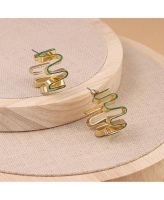 Women's The Enamel-Coil Hoop Earrings - Shamrock Green & California Gold