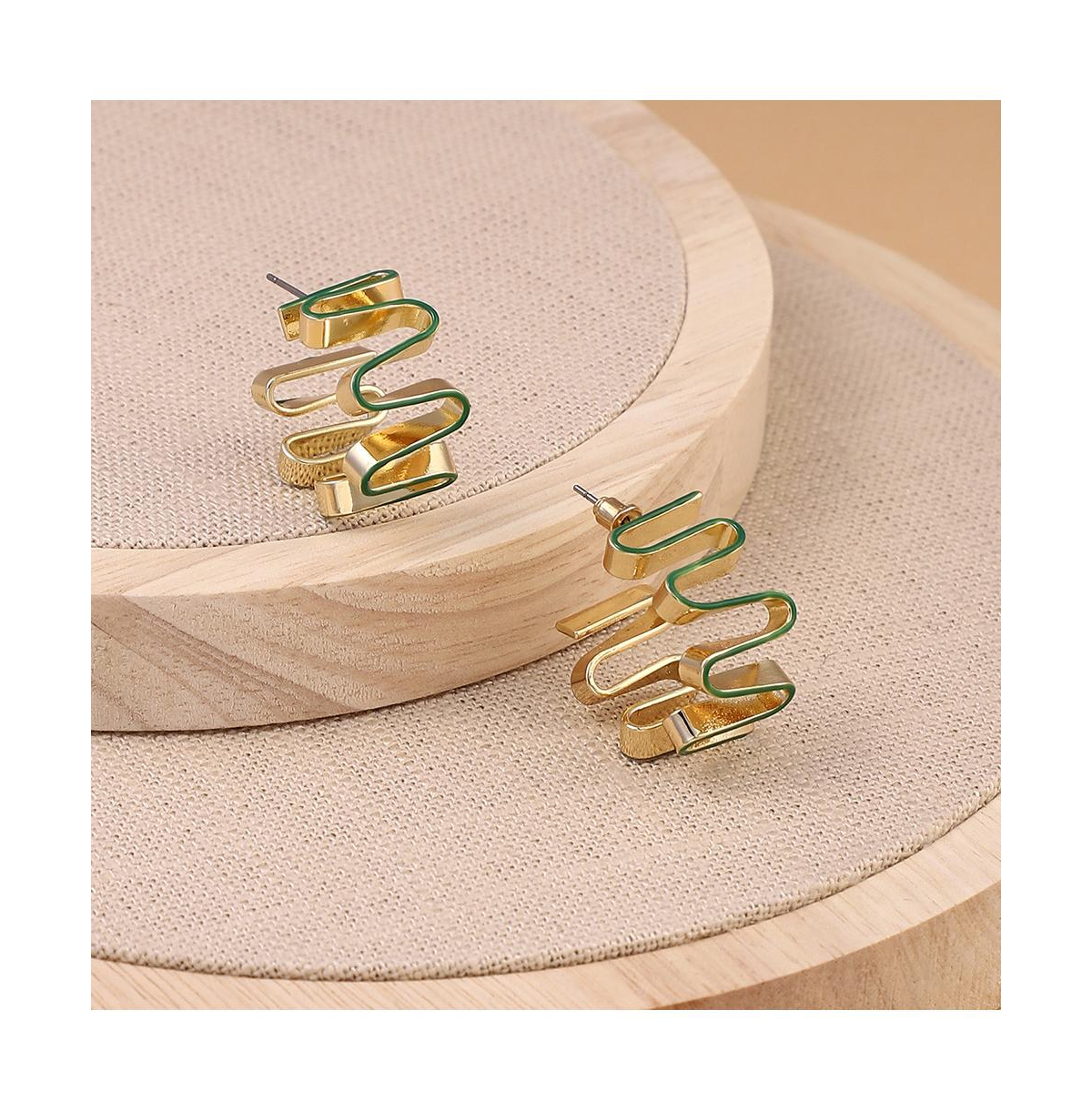 Women's The Enamel-Coil Hoop Earrings - Shamrock Green & California Gold