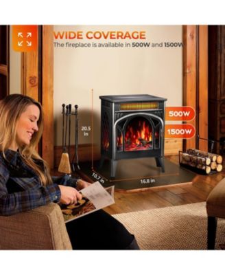 Electric Fireplace Heater 17" , Different Flame Effects, Adjustable Brightness and Heating Mode, Overheating Safe Design