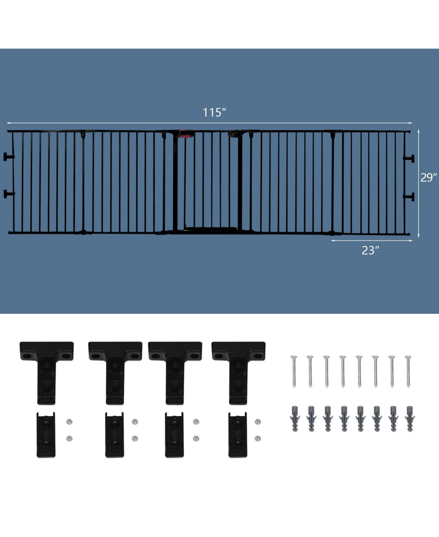 115 Inch Length 5 Panel Adjustable Wide Fireplace Fence