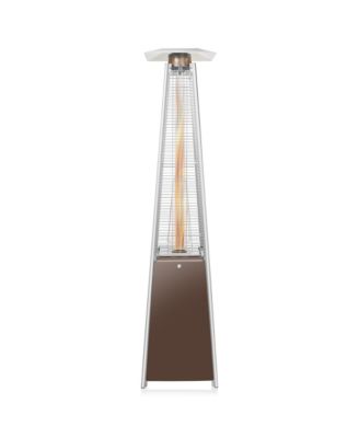 Outdoor Pyramid Patio Heater with Dancing Flame and Wheels in Mocha, Uses Standard 20lb LP Propane Gas Tank