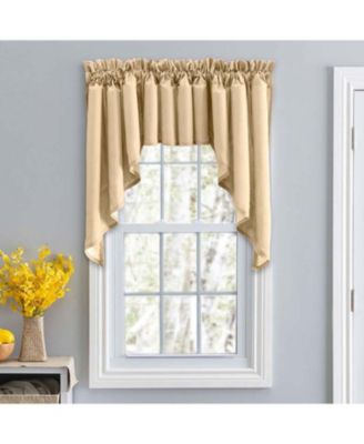 Stacey Solid Color Window 3" Rod Pocket High Quality Fabric Lined Swag Set 126"x63" Almond