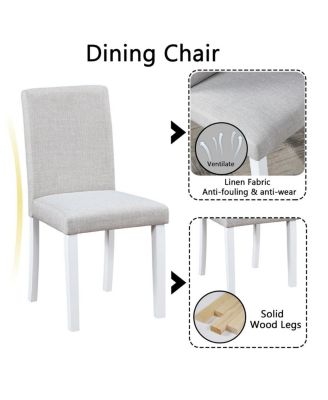 5-Piece Square Dining Table Set with 4 Upholstered Chairs, Crystal Trim Wood Table for Kitchen or Small Dining Room-Maison Boucle