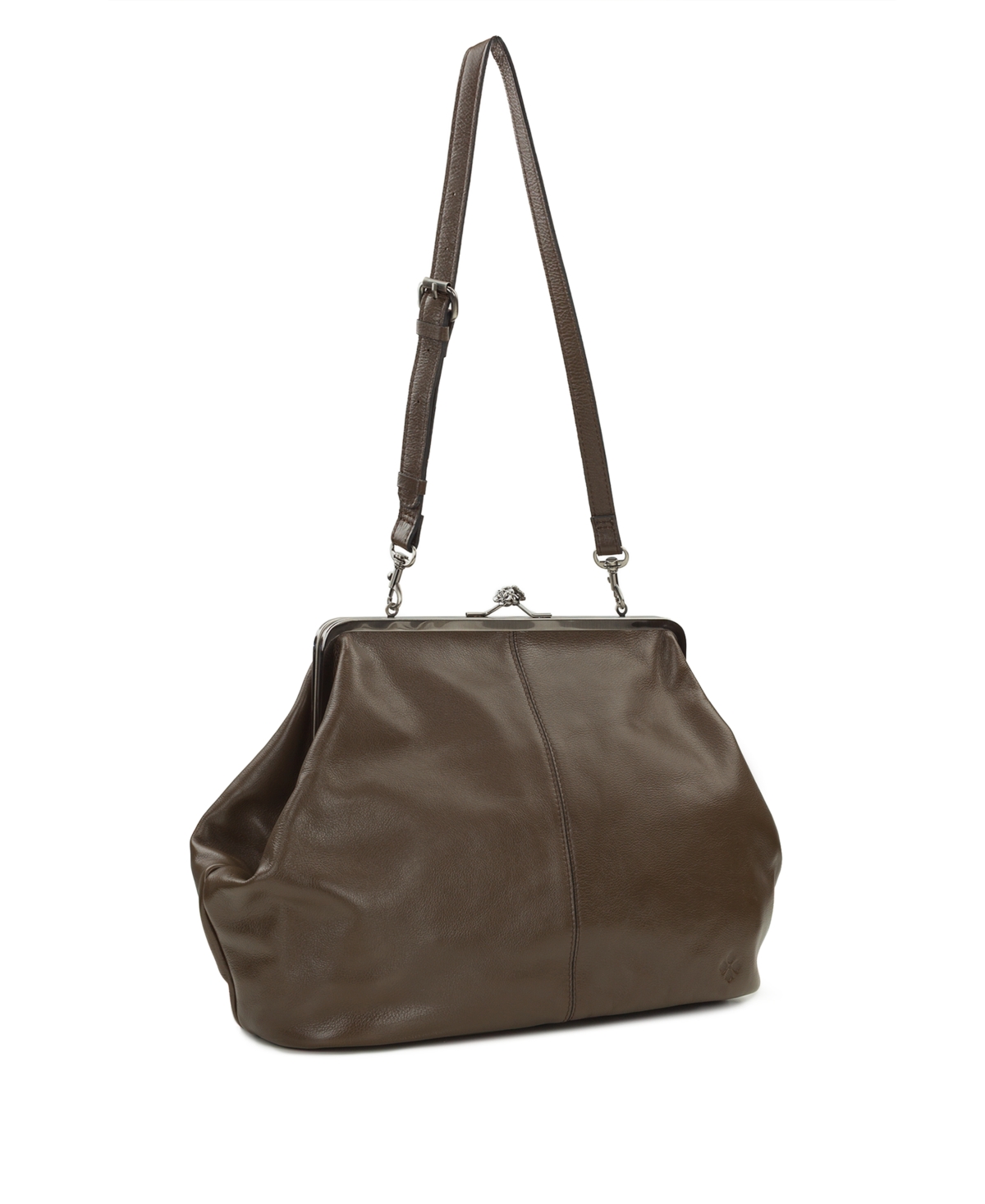Patricia Nash Serafina Extra Large Leather Kisslock Bag In Brown