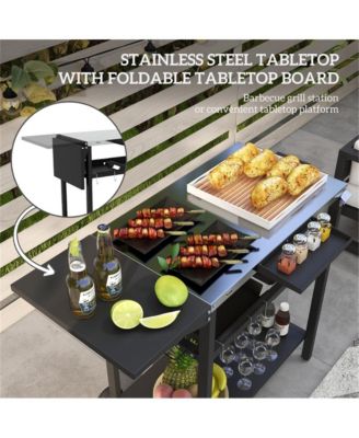 All-in-One Outdoor Bar Cart and Grill Station for Patio