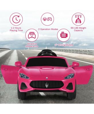 12V Kids Ride-On Car with Remote Control and Lights-Pink