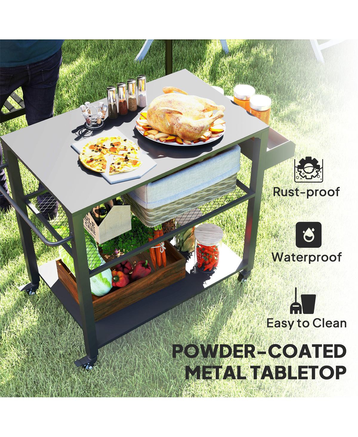 Slickblue Outdoor Grill Cart with Storage and Prep Space for Bbq