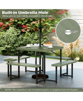 Patio Square Picnic Table Set with Benches for 4 to 8 People