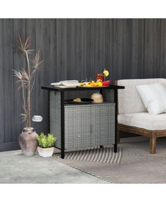 Outdoor Pool Towel Storage Cabinet Organizer with Shelf Mixed-