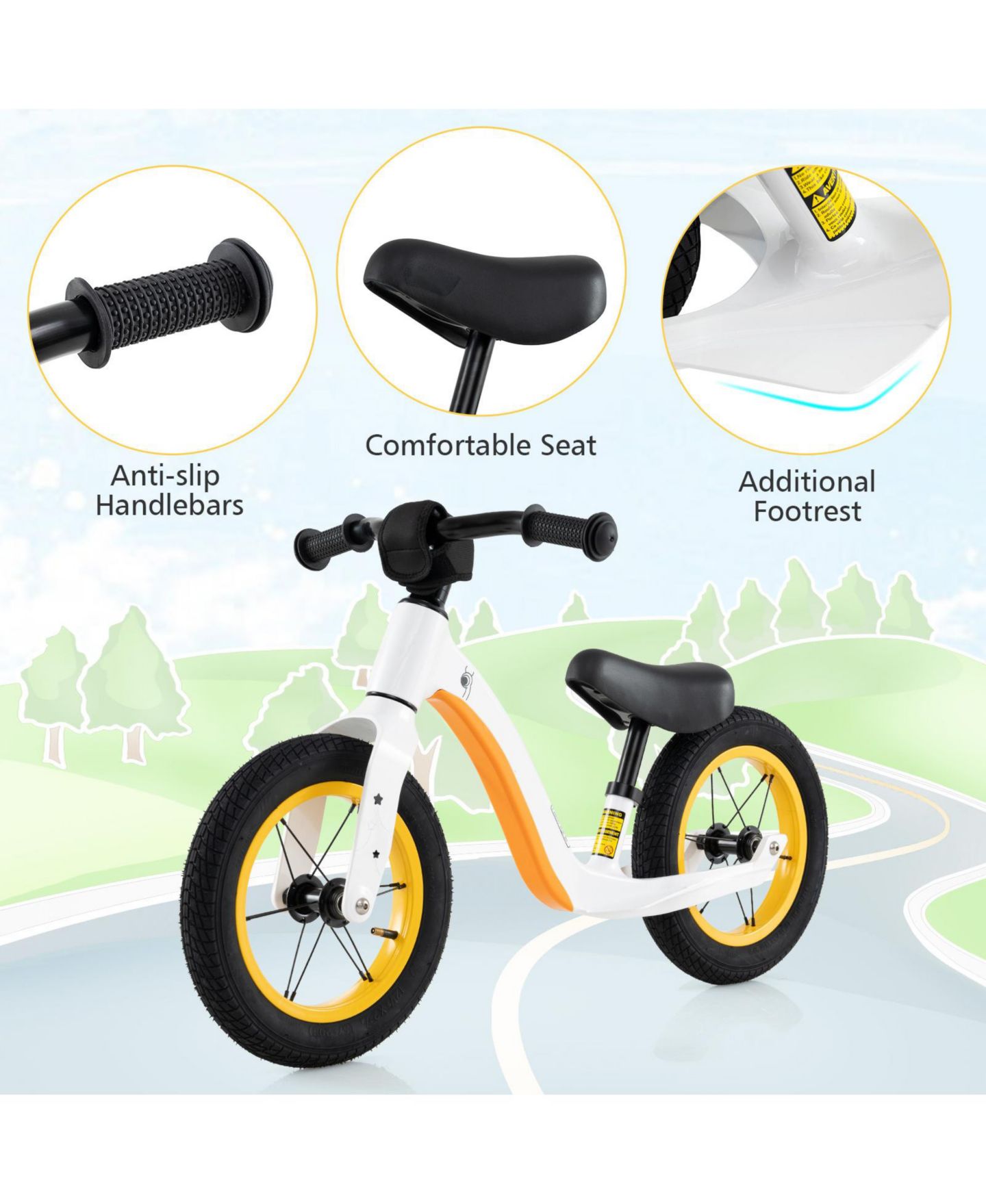 Детская игрушка GIVIMO Skonyon 12-Inch No-Pedal Balance Bike, Ages 3-6, цвет: Белый — фото 10