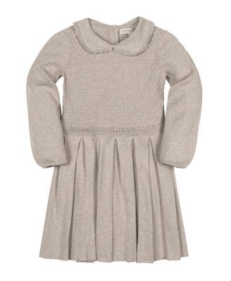 Toddler Girls Organic Peter Pan Collar Scallop Trim Sweater Dress
