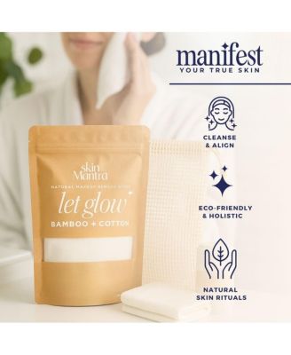 Let Glow Bamboo + Cotton Facial Cleansing Cloths, 2-Pack with Mesh Wash Bag